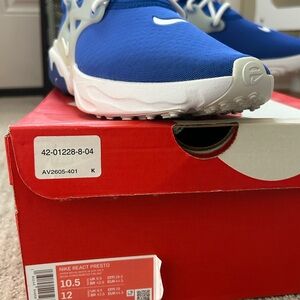 Nike React Presto Blue and White Athletic Shoes